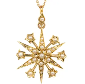 15ct Gold Pearl-Set Star Pendant