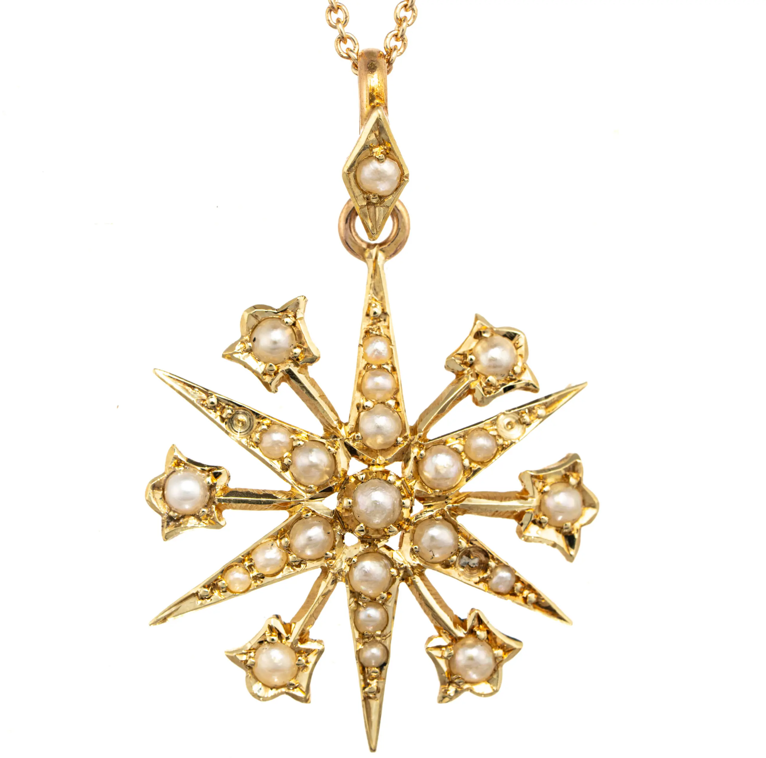 15ct Gold Pearl-Set Star Pendant
