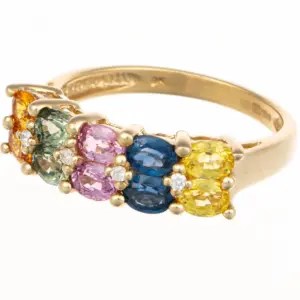 9ct Yellow Gold Multi-Coloured Sapphire Dress Ring