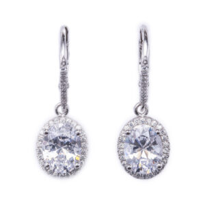 Silver and cubic zirconia drop earrings.