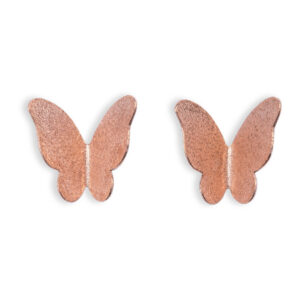 Rose gold-plated silver butterfly earrings with push back.