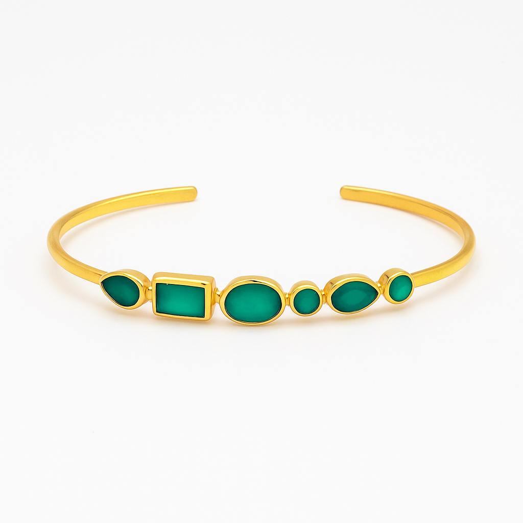 Six Green pebbles bracelet