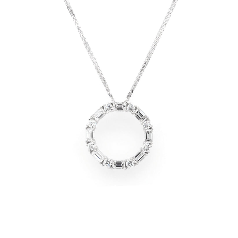 18 ct White Gold Diamond-Set Circle Pendant