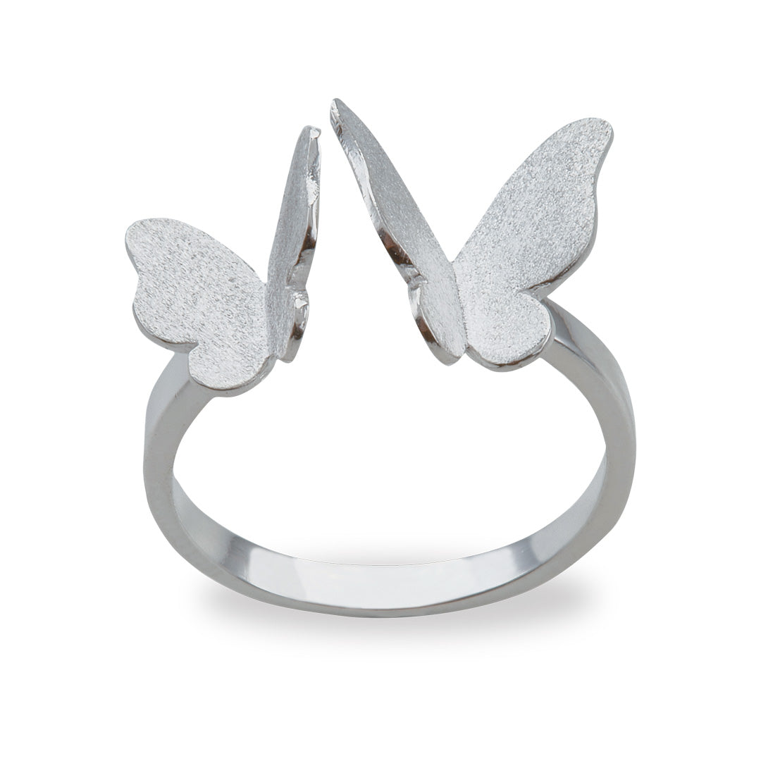 Silver butterfly ring.
