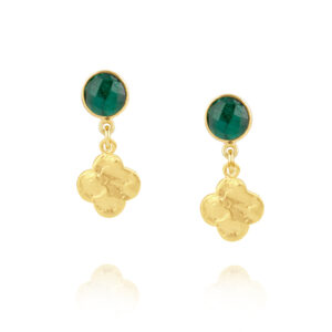 Yellow Gold Emerald Irish Clover Drops