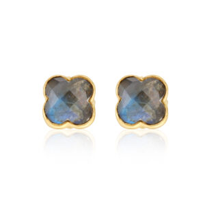 Labradorite Clover Studs