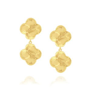 Gold Double Drop Irish Clover Earrings