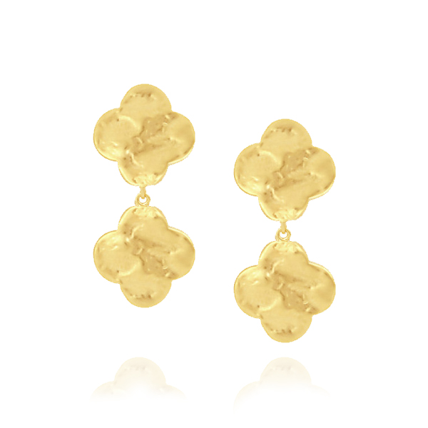 Gold Double Drop Irish Clover Earrings
