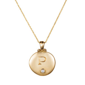 18ct Yellow Gold & Diamond Initial Pendant Necklace