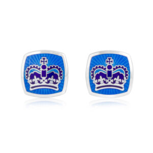 Silver Enamel Crown Cufflinks