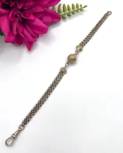 Antique 9 ct Gold, Victorian Belcher Link Orb Albertina Bracelet