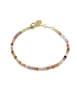 Milos Gemstone and Gold Bead Bracelet Tourmaline