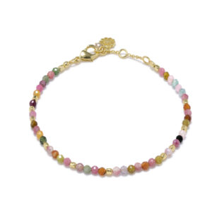 Milos Gemstone and Gold Bead Bracelet Tourmaline