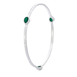 Simi Three Stone Stacking Bangle: Silver Green Onyx