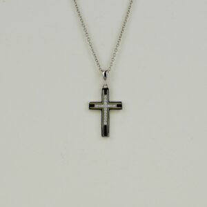 18ct White Gold 0.05ct Round Brilliant Diamond Cross Pendant