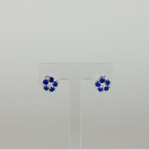 Platinum 0.78ct Round Sapphire and Diamond Stud Earrings
