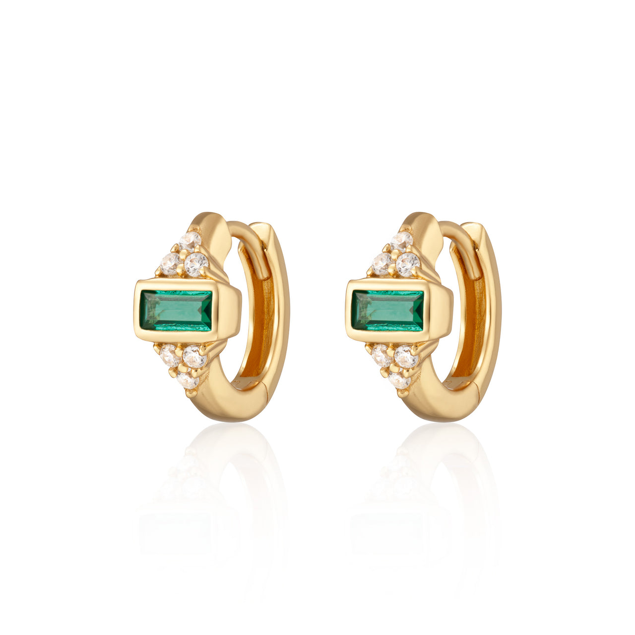 Gold Audrey Green Stone 7mm Cartilage Hoop Single Earring