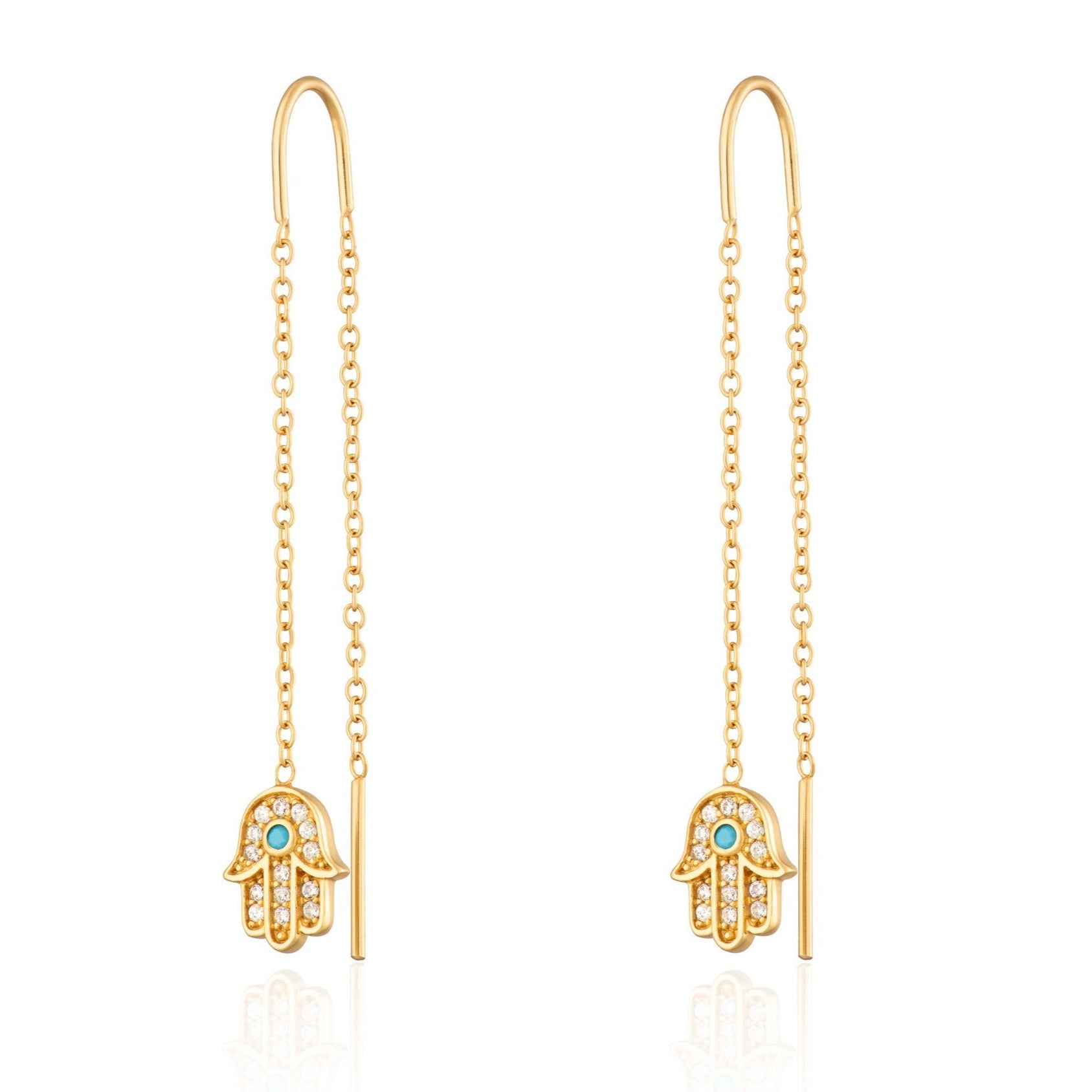 Gold Fatima Hand Threader Earrings
