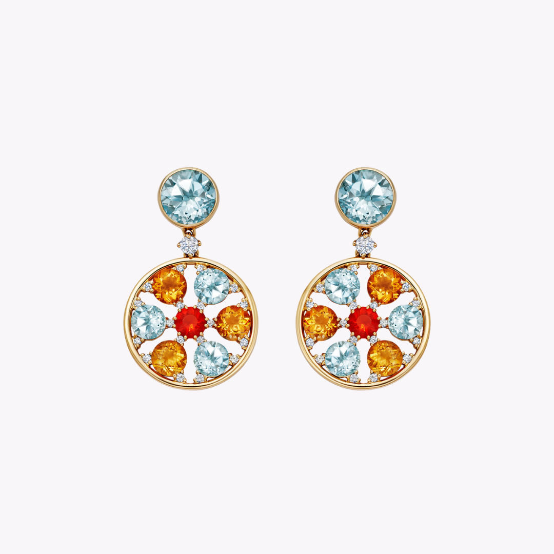 Fireworks Blue Topaz Spinner Earrings