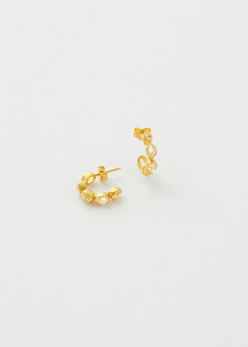 18kt Gold Theia Herkimer Diamond Small Hoops