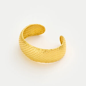 18kt Gold PSTM Myanmar Shway Large Woven Cuff