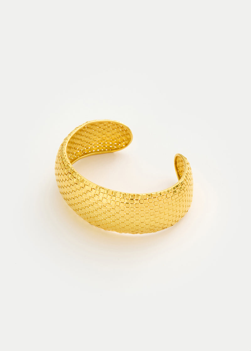 18kt Gold PSTM Myanmar Shway Large Woven Cuff