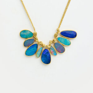 18kt Gold Alectrona Opal Cluster on Cord