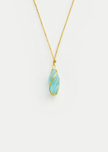 18kt Gold Carnival Aquamarine Twist Amulet on Cord