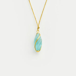 18kt Gold Carnival Aquamarine Twist Amulet on Cord