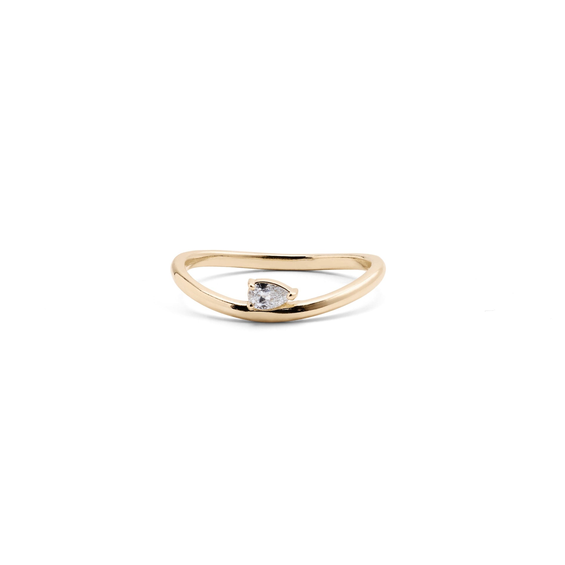Yellow Gold Ring with Pear-Shaped Diamond
