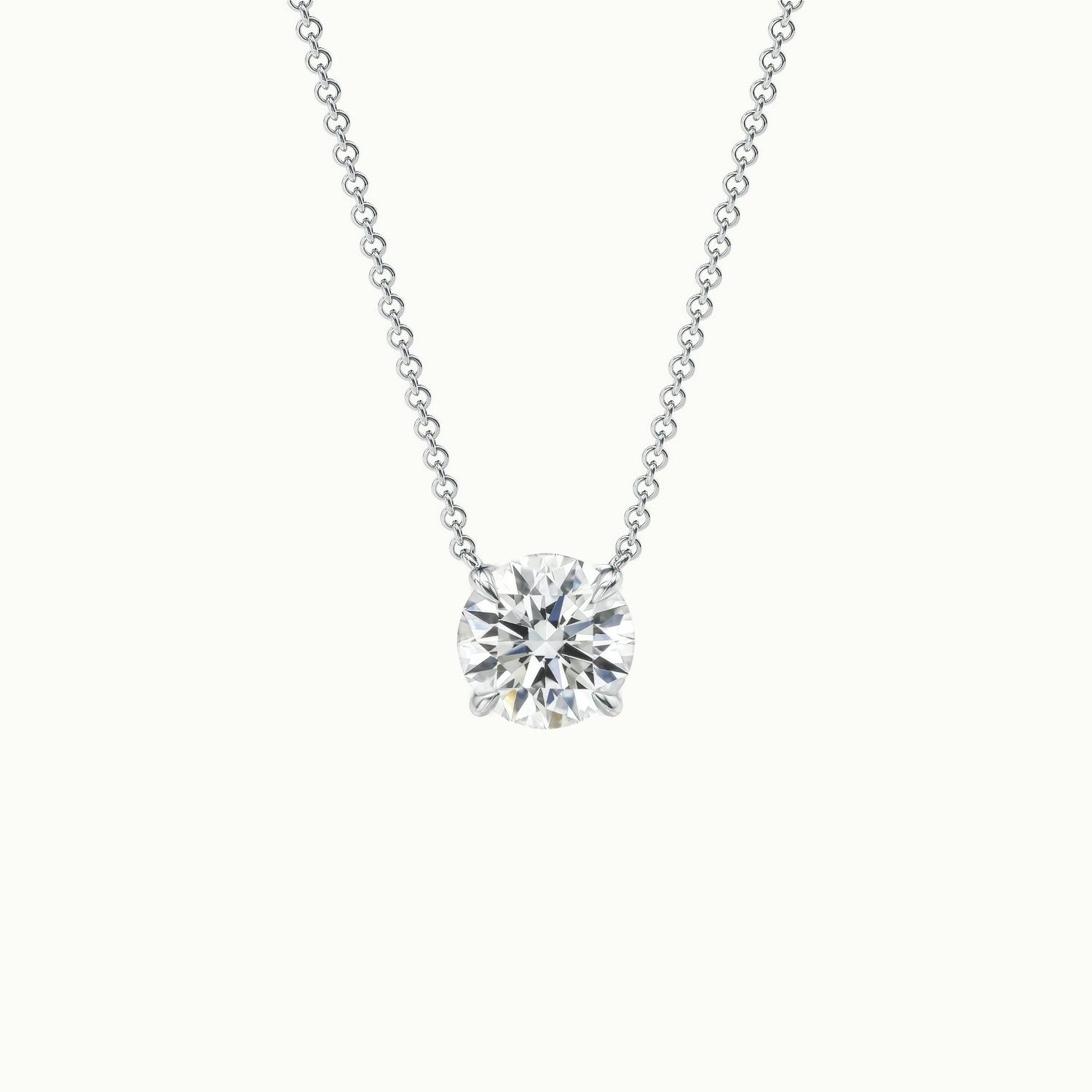 Round 4 Claw Lab Diamond Solitaire Pendant in Platinum