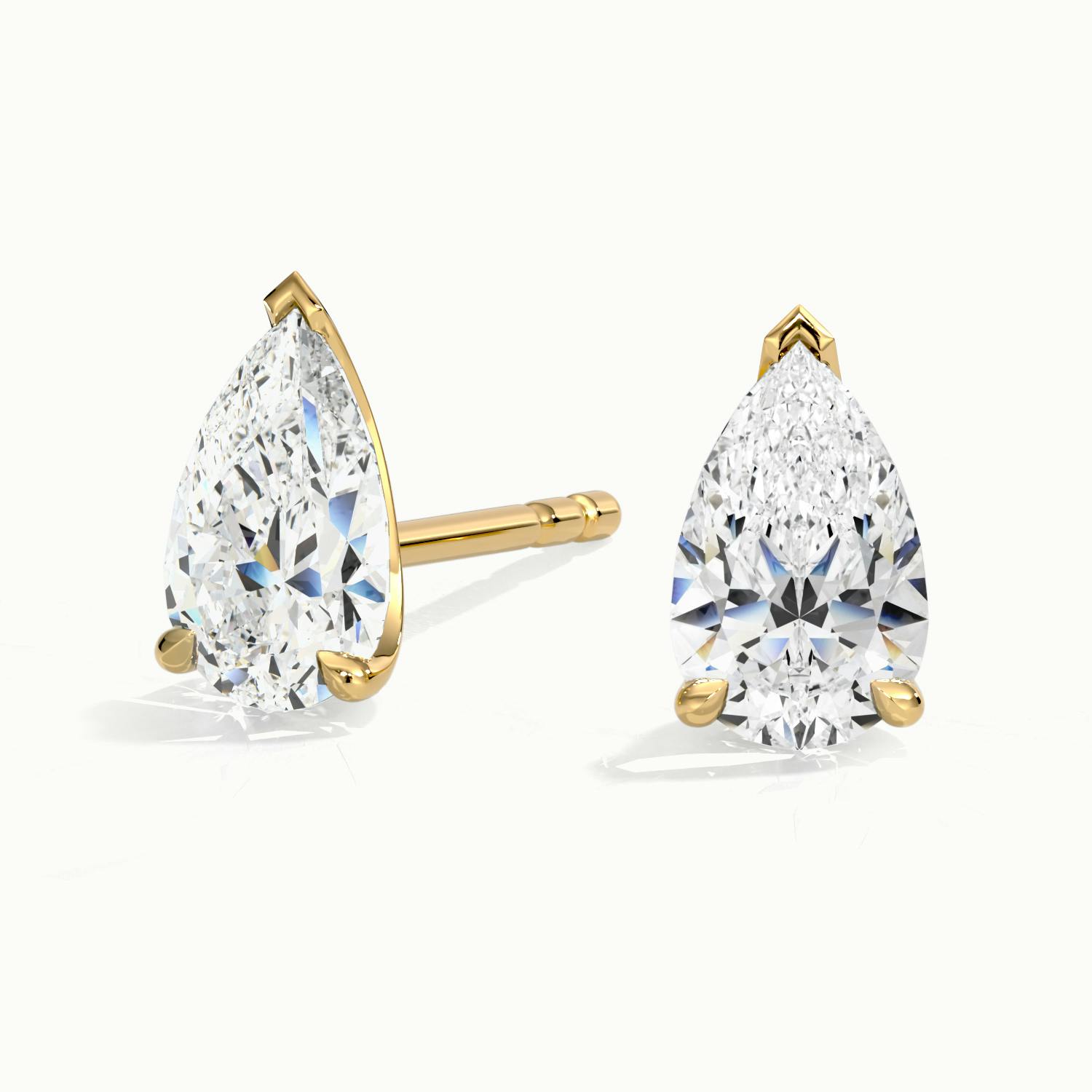 Pear 18k Yellow Gold Lab Diamond Earrings