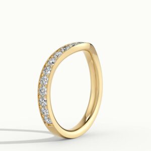 2.4mm Wave Pave Diamond Ring in 18k Yellow Gold
