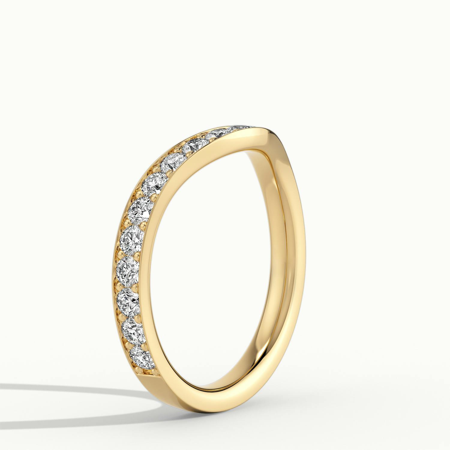 2.4mm Wave Pave Diamond Ring in 18k Yellow Gold