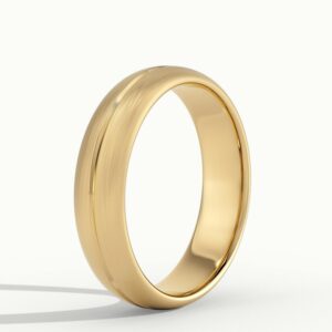 5.5mm Central Groove Wedding Ring in 18k Yellow Gold