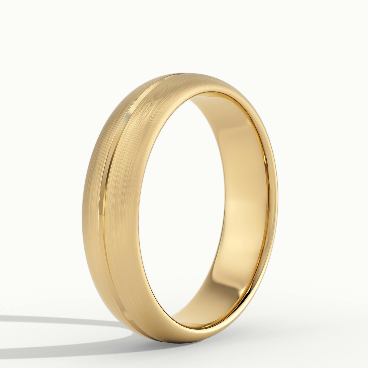 5.5mm Central Groove Wedding Ring in 18k Yellow Gold