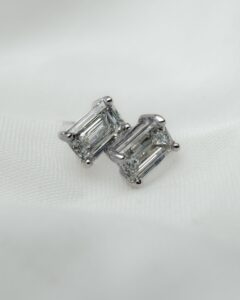 Emily - Emerald Lab Diamond Platinum Earrings