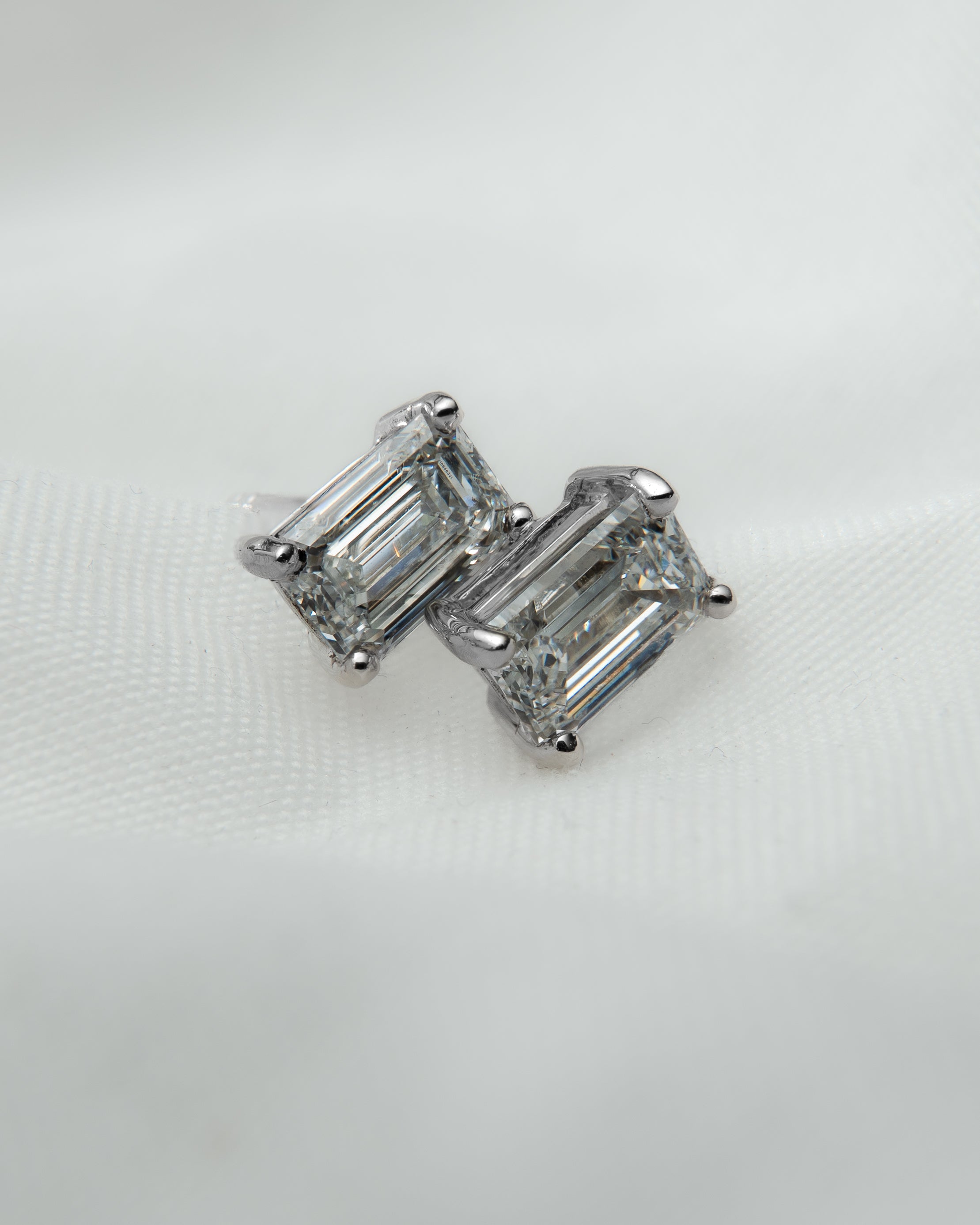 Emily - Emerald Lab Diamond Platinum Earrings