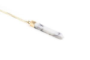 White with Grey Vein Sapphire Marble Pendant