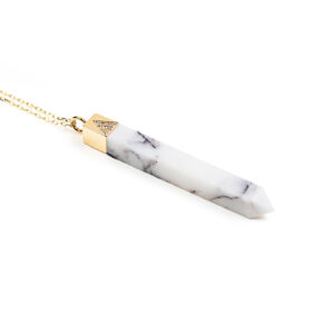 White with Grey Vein Sapphire Marble Pendant