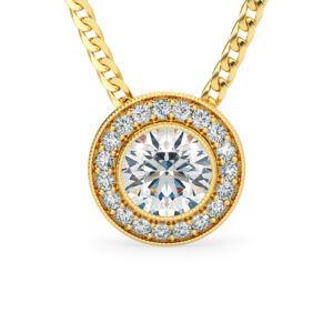 Round Brilliant Dante Diamond Pendant in 18K Yellow Gold