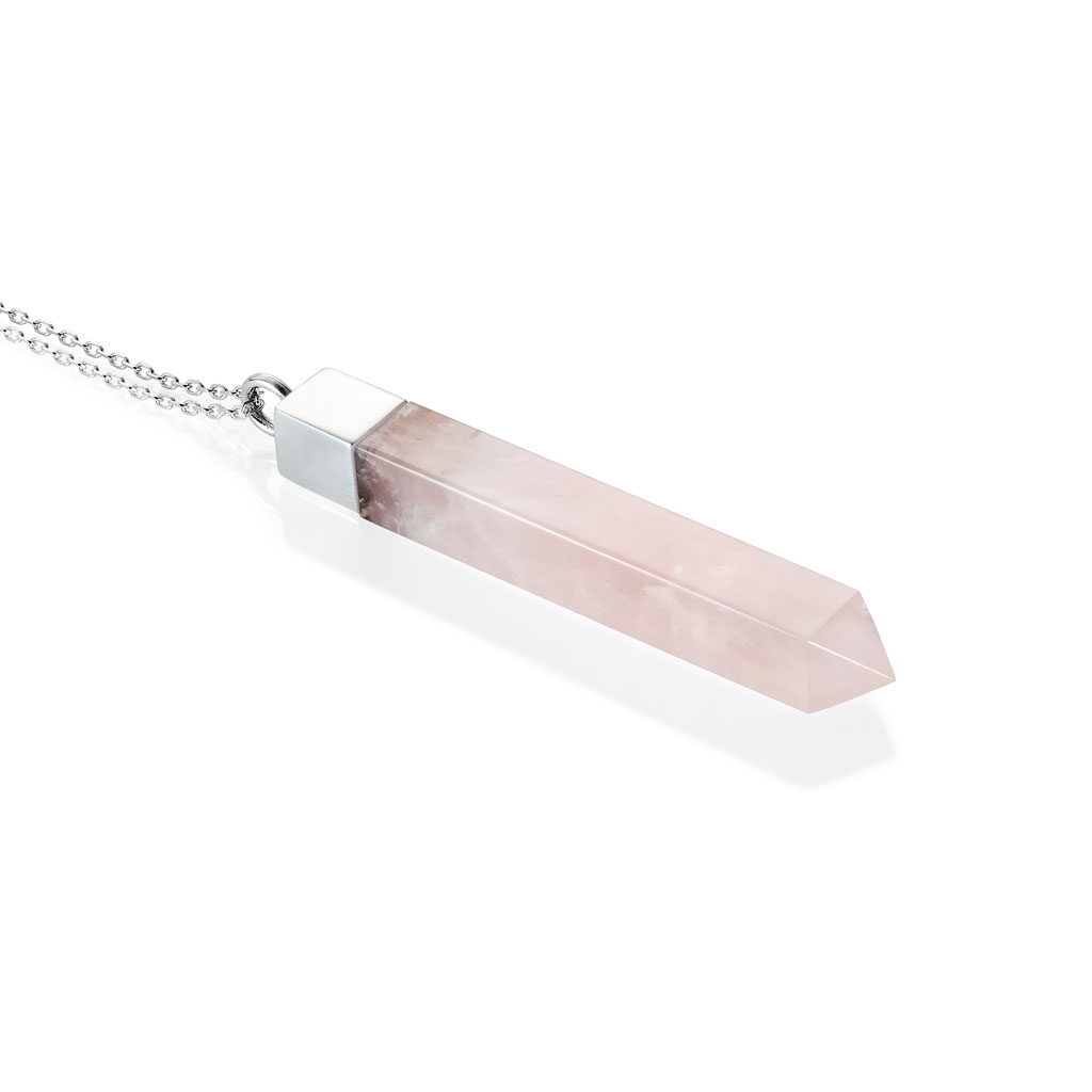 Rose Quartz Silver Shard Pendant