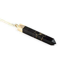 Black with Gold Vein Sapphire Marble Pendant