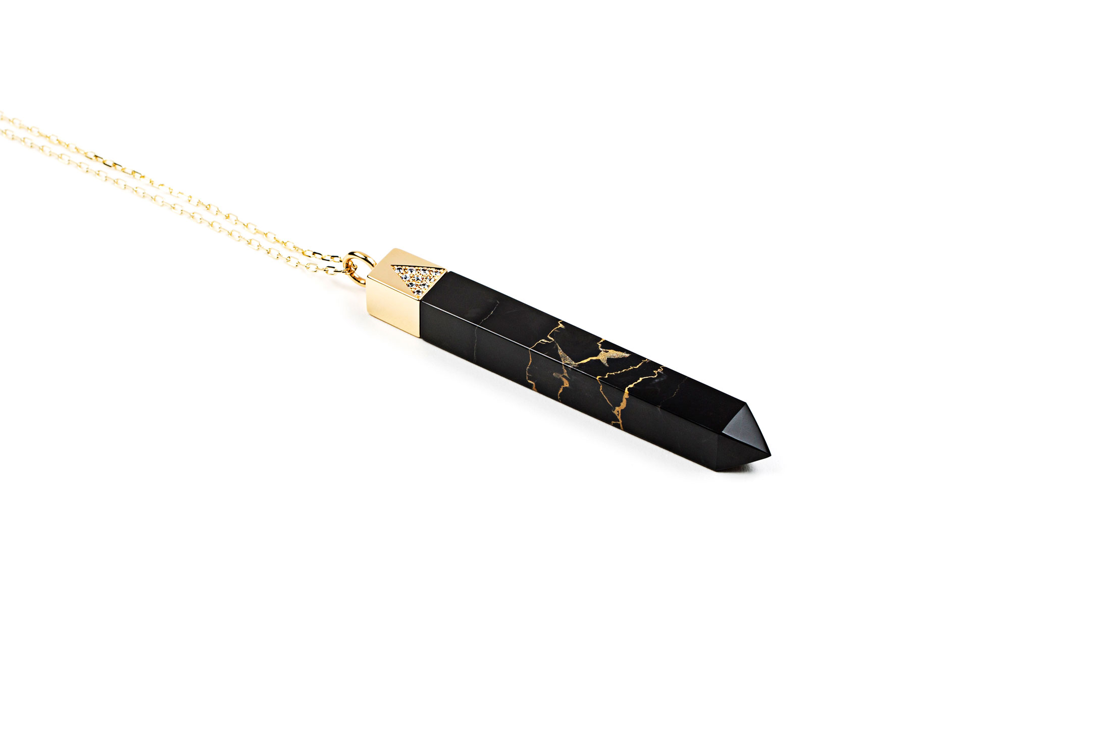 Black with Gold Vein Sapphire Marble Pendant