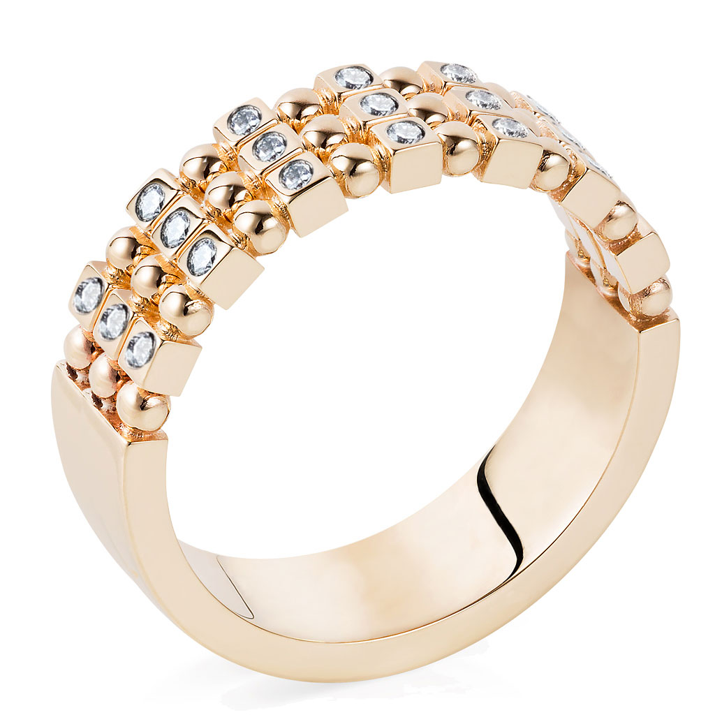 Triple Ball & Cube Diamond Wedding/Eternity Band