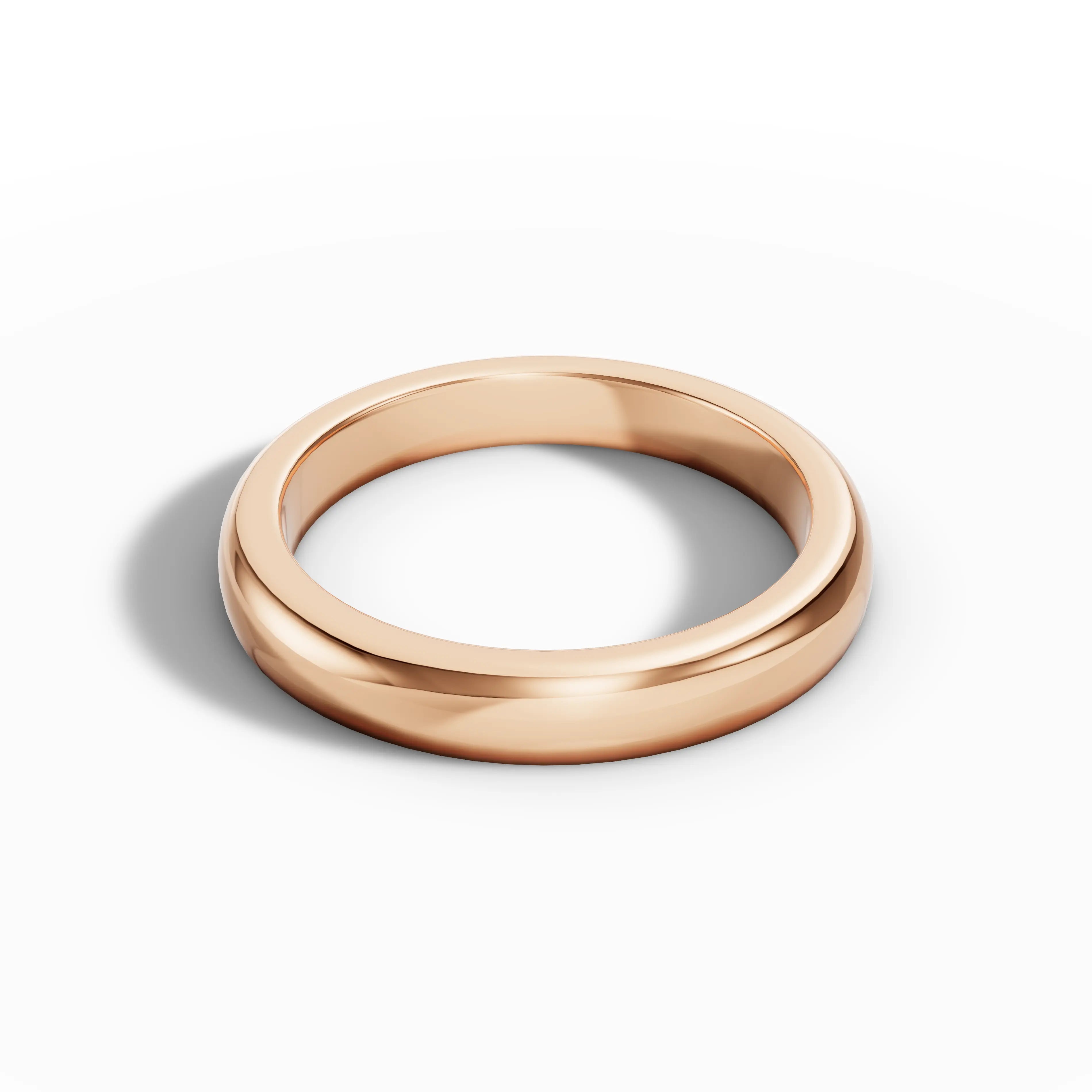 18K Rose Gold D Shape Wedding Ring Band