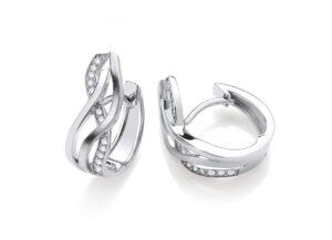 Silver Lattice Effect Huggie Earrings