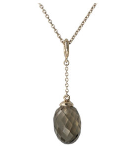 Smoky Quartz Acorn Cocktail Pendant in 18k Rose Gold