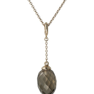 Smoky Quartz Acorn Cocktail Pendant in 18k Rose Gold