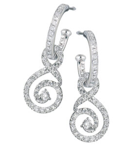 Diamond Set Hoop with Detachable Diamond Swirls in 18k White Gold